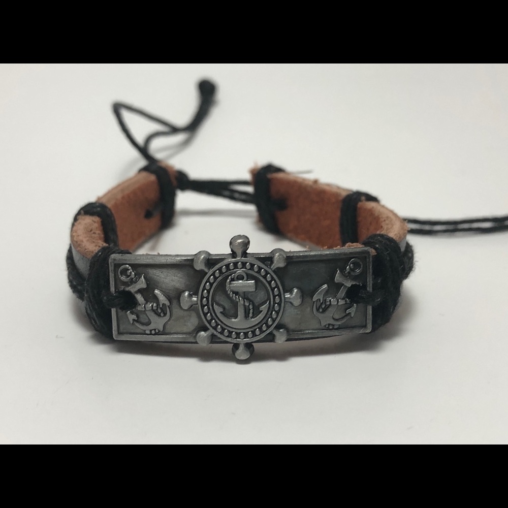 Anchor leather bracelet